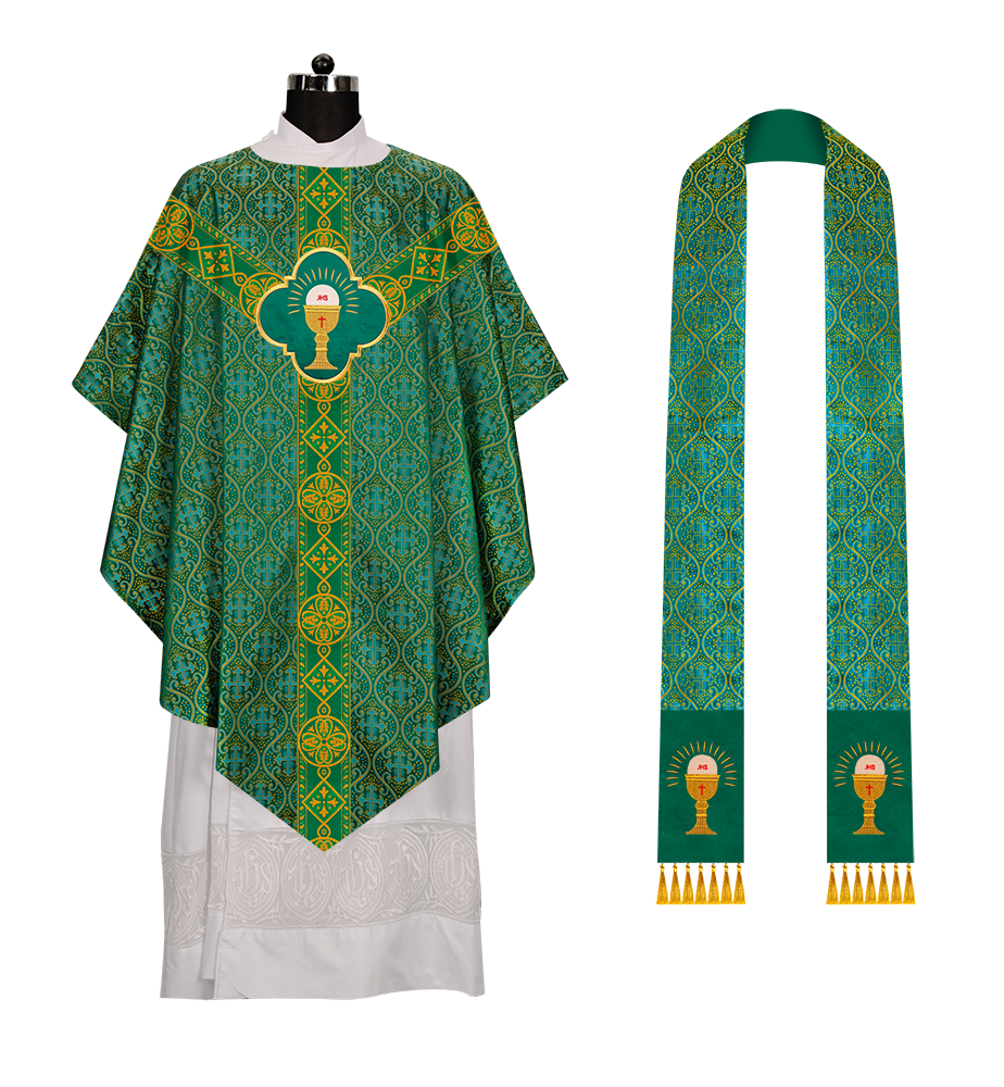 Pugin Chasuble with Intricate Embroidery and Orphrey Details