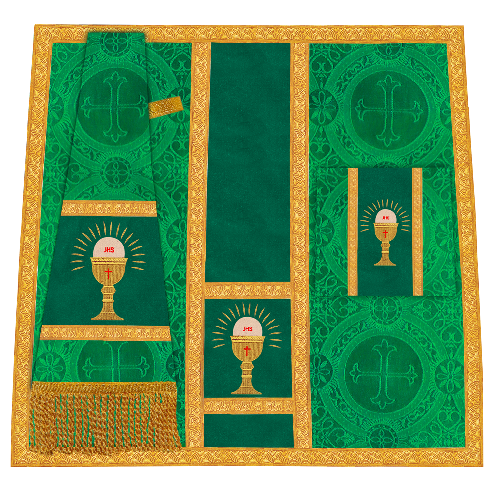 Roman Chasuble Vestment with Spiritual Motif and Ornate Braids