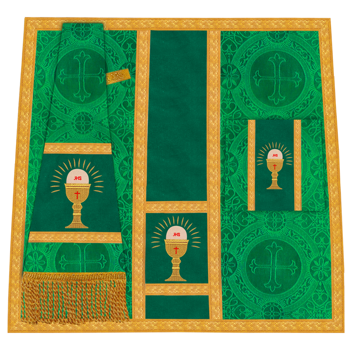 Roman Chasuble Vestment with Spiritual Motif and Ornate Braids