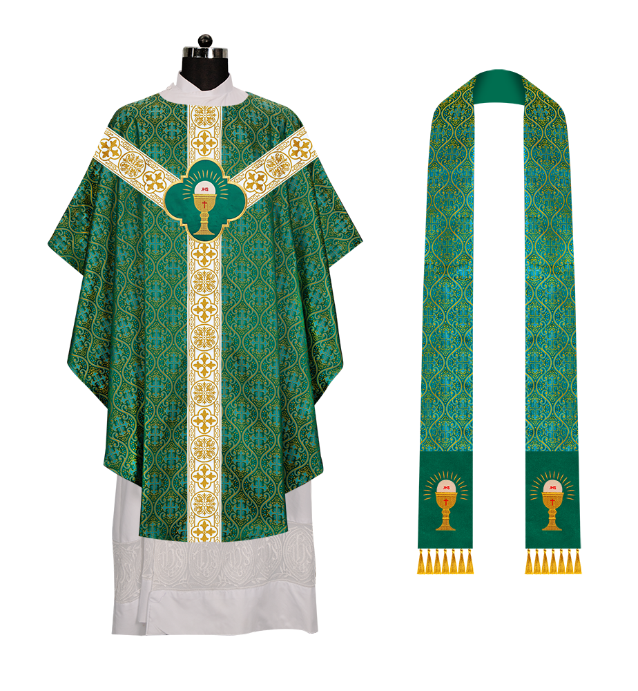 Gothic Chasuble with Embroidered Motif and Orphrey