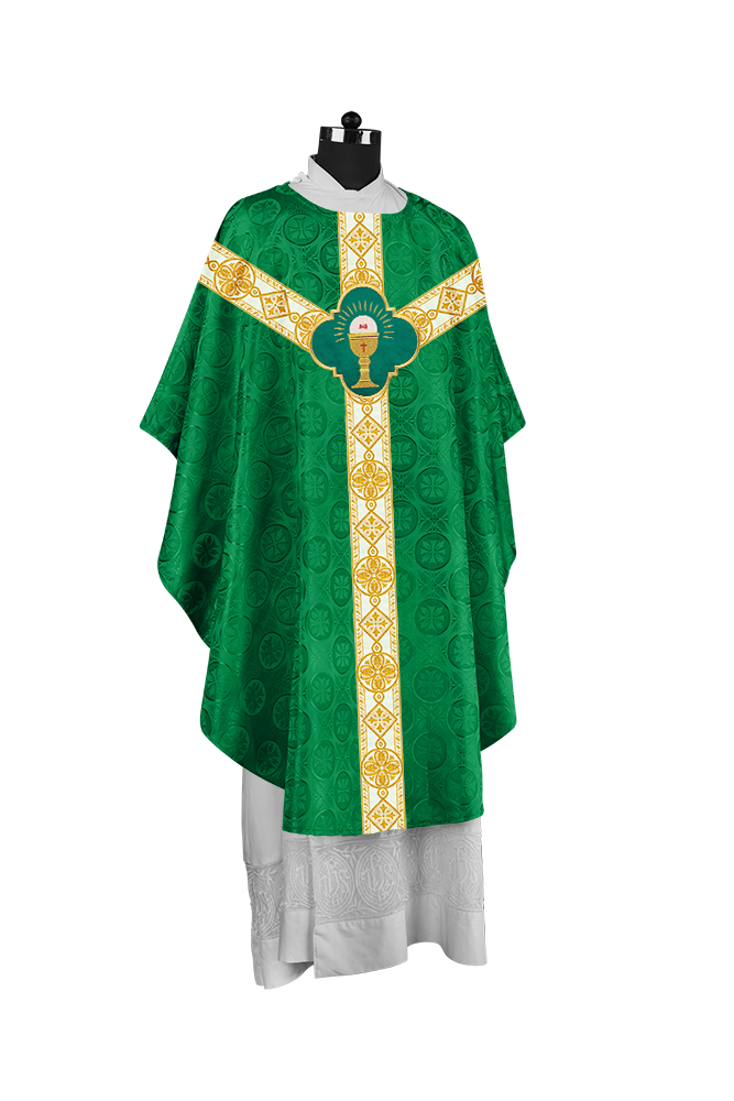 Liturgical Chasuble with Woven braids and Embroidered motif
