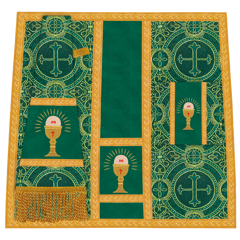 Roman Chasuble Vestment with Spiritual Motif and Ornate Braids