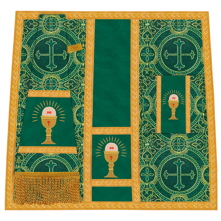 Roman Chasuble Vestment with Spiritual Motif and Ornate Braids