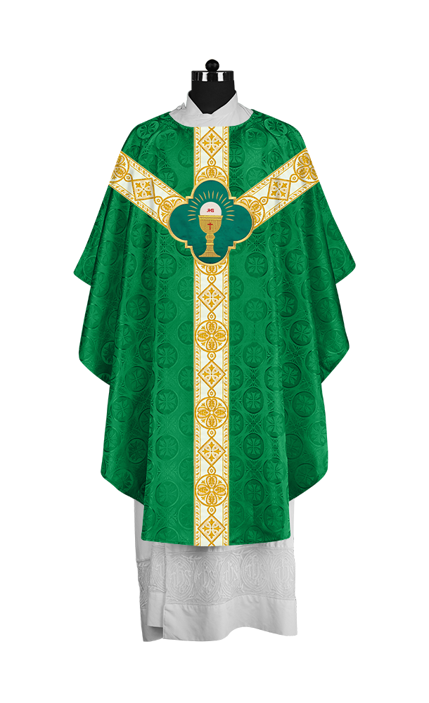 Liturgical Chasuble with Woven braids and Embroidered motif