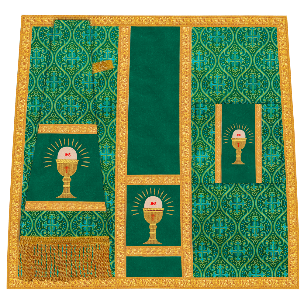 Roman Chasuble Vestment with Spiritual Motif and Ornate Braids