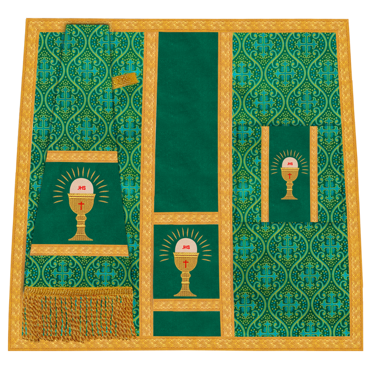 Roman Chasuble Vestment with Spiritual Motif and Ornate Braids