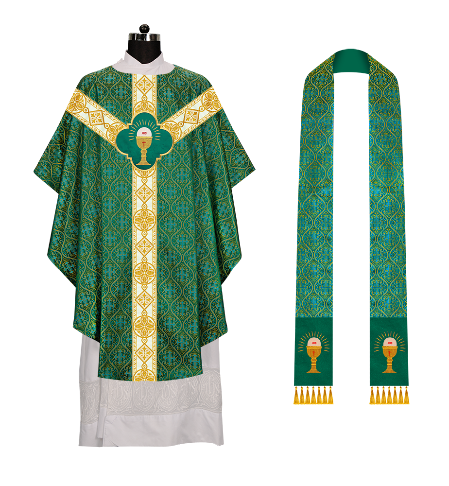 Gothic Chasuble Vestment with Motif and Trims