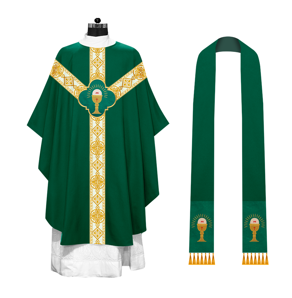 Gothic Chasuble Vestment with Motif and Trims