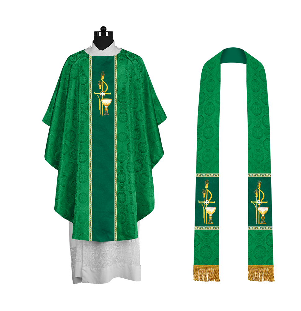 Premium Gothic Chasuble Adorned with Embroidered Motif