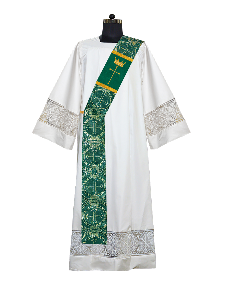 Deacon Stole Decorated with Crown and Cross