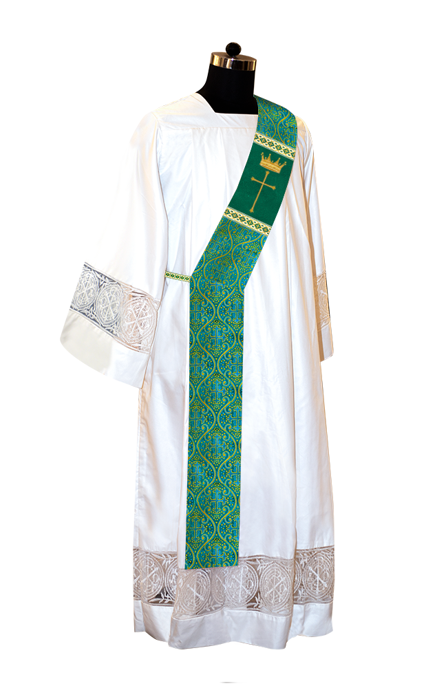 Deacon Stole with Crown and Cross Embroidery