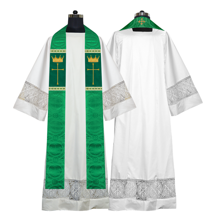 Pastor Clergy Stole with Spiritual Cross and Crown Embroidery