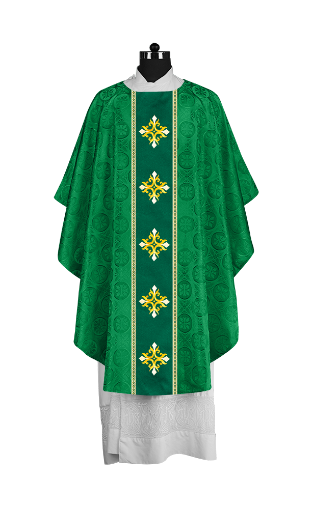 Liturgical Gothic Chasuble with Embroidered Cross Motif