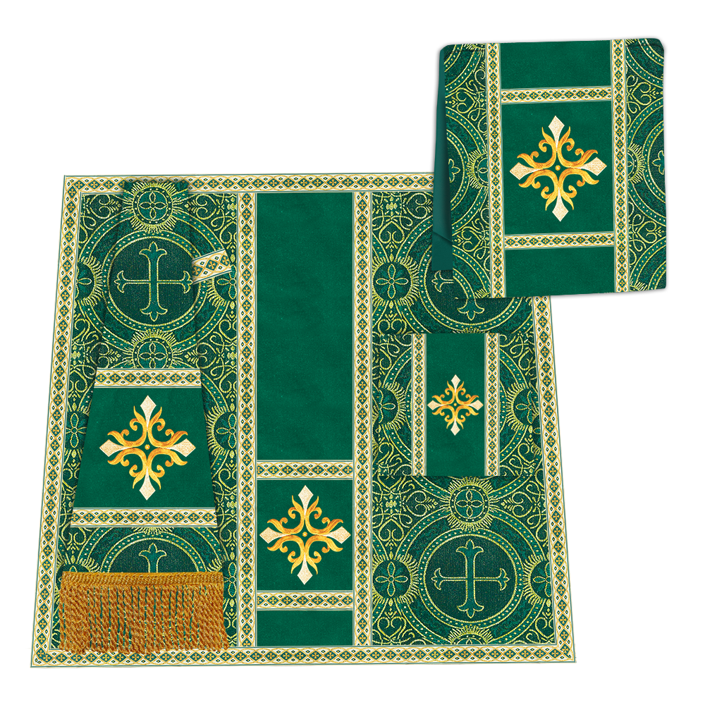 Gothic Chasuble Vestment with Embroidered Cross and Trims