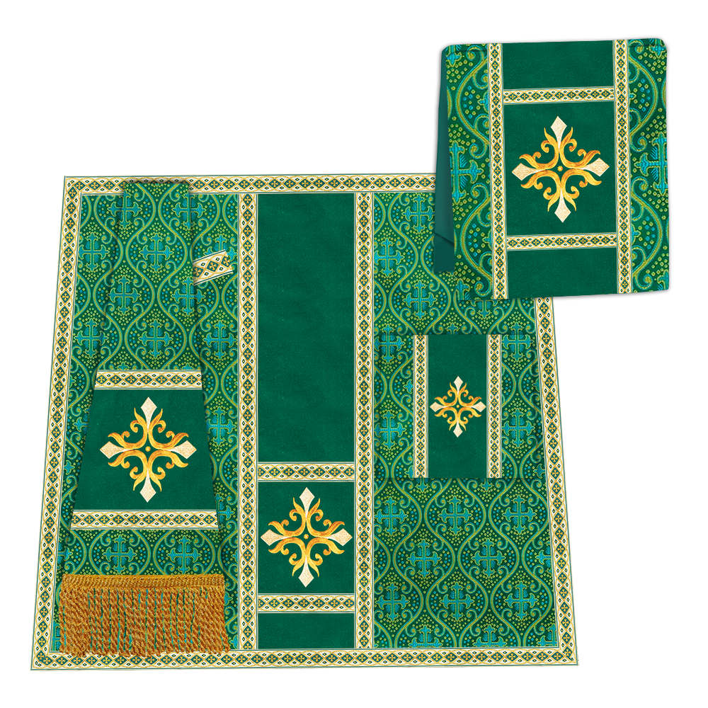 Gothic Chasuble Vestment with Embroidered Cross and Trims