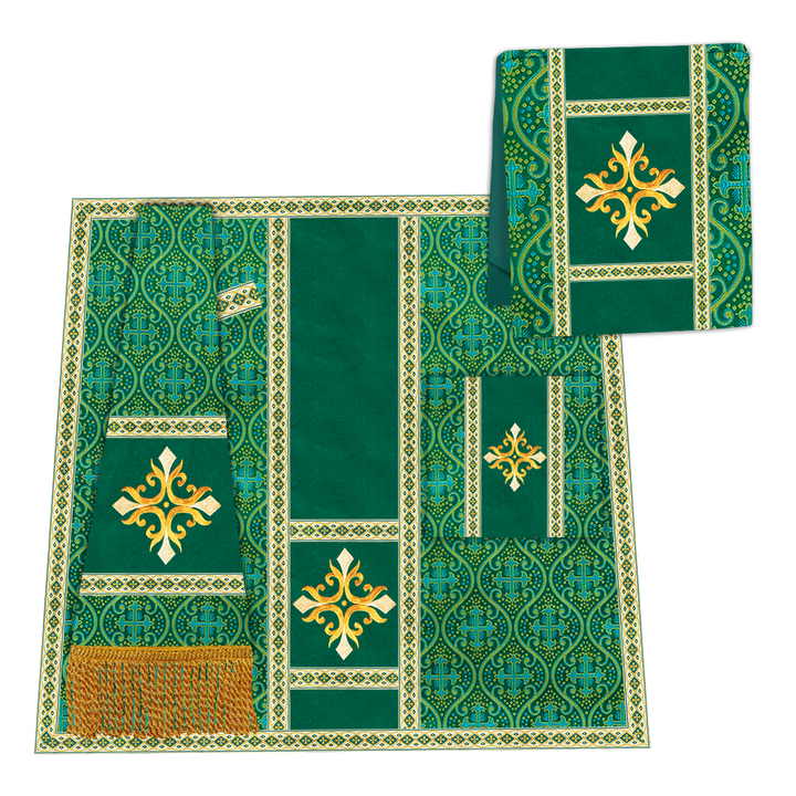 Gothic Chasuble Vestment with Embroidered Cross and Trims