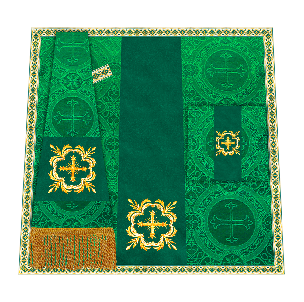 Liturgical Cross Embroidered Mass Set and braided trims