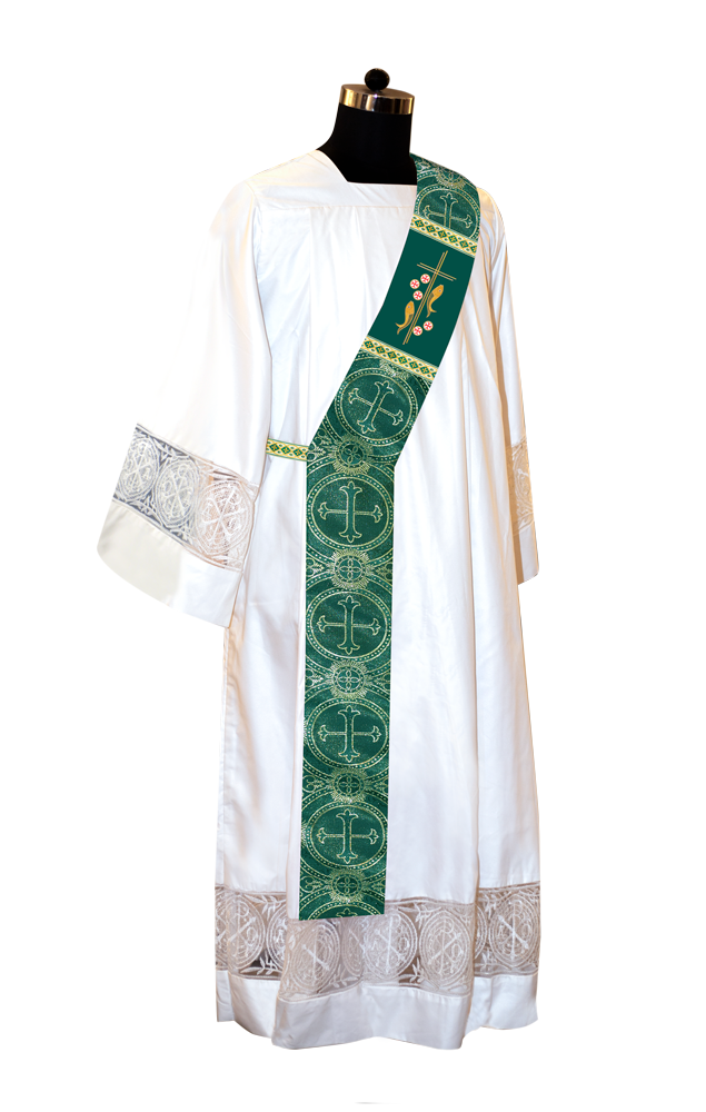 Deacon Stole Enhanced with Cross and Fish Embroidery – PSG VESTMENTS