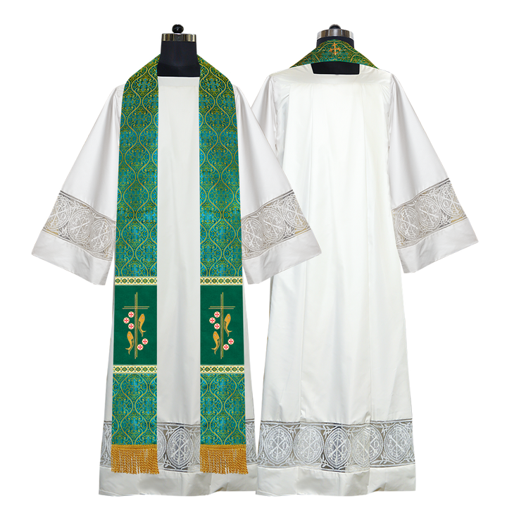 Clergy Stole with Embroidered Fish and Loaves