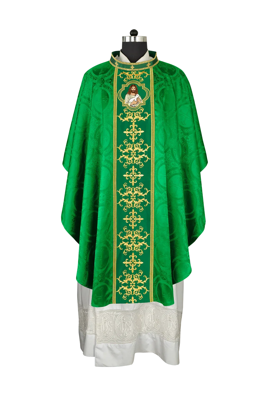 Liturgical Chasuble with Intricate Embroidery of Jesus and the Lamb