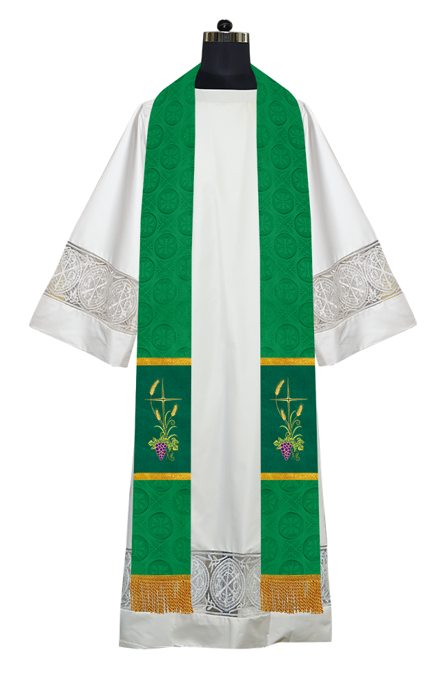 Clergy Stole with Embroidered Liturgical Motif