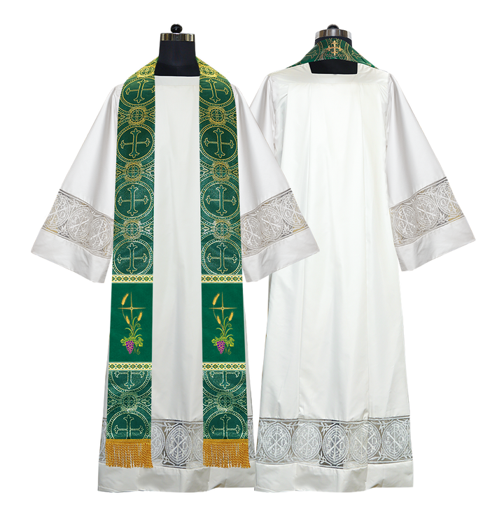 Handmade Clergy stole with Spiritual Grapes and Wheat