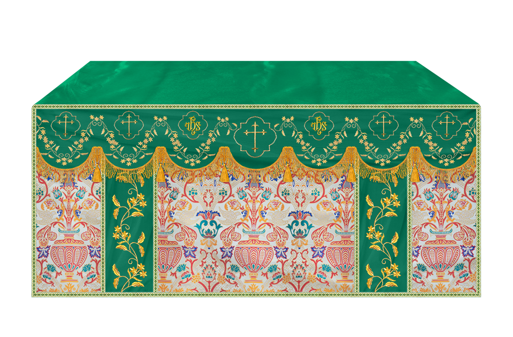 Tapestry Altar Cloth Adorned with Intricate Embroidery