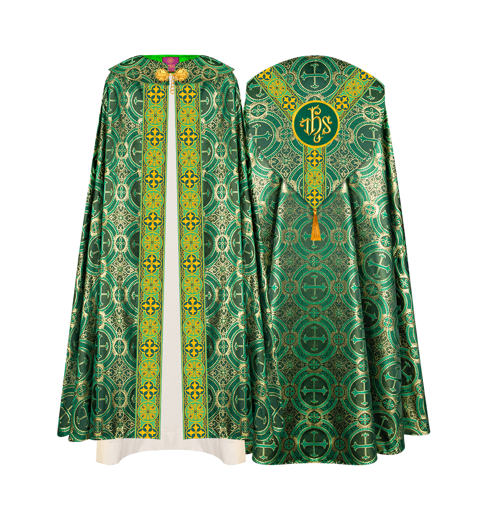 Gothic Cope Vestment with Y Type Motif and Braided Trims