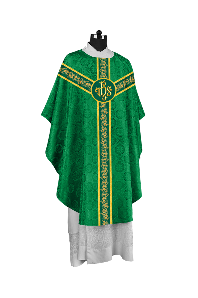 Elegant Gothic Chasuble for Priests with Grapes Embroidery