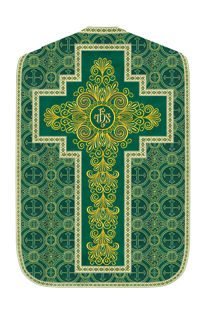 Roman Chasuble Vestment enriched With Coloured Braids and Trims