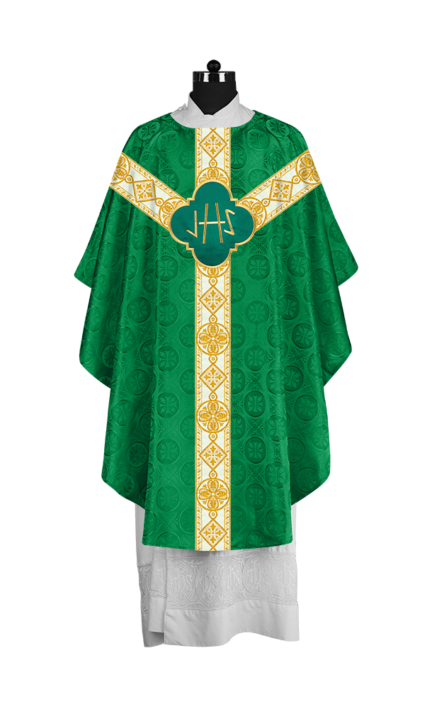 Liturgical Chasuble with Woven braids and Embroidered motif