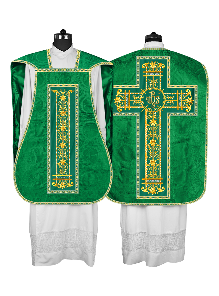 Roman Chasuble Vestment Enhanced With Orphrey and Trims