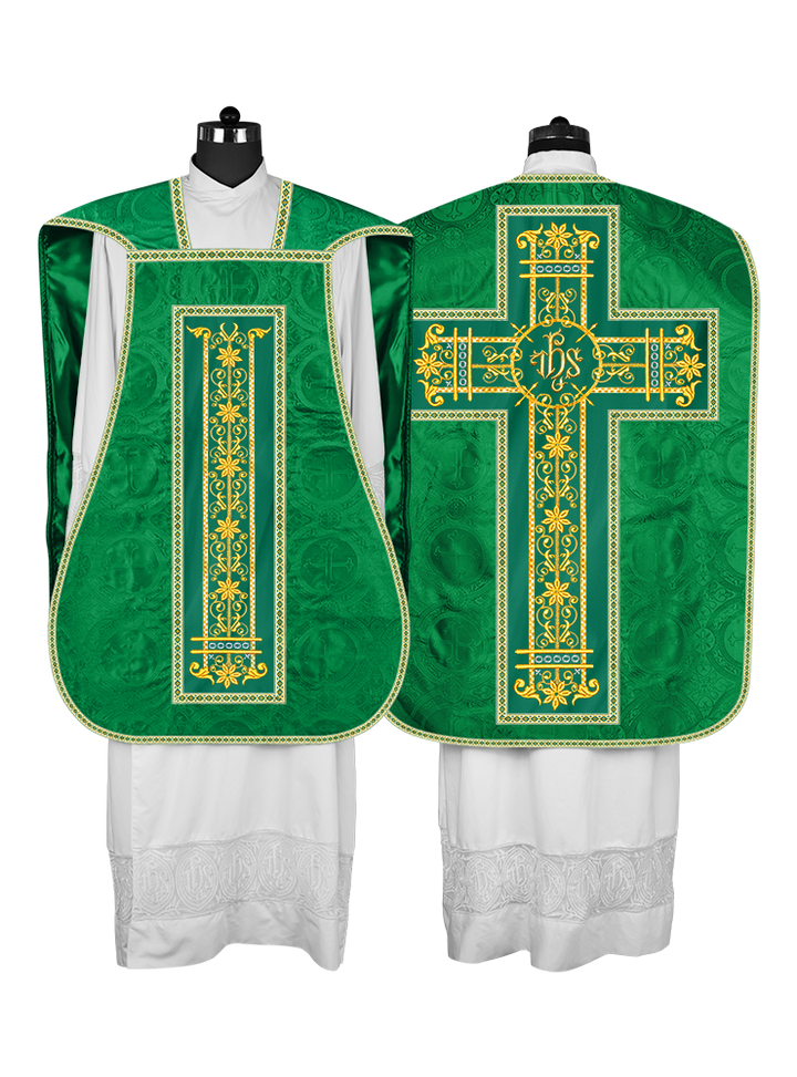 Roman Chasuble Vestment Enhanced With Orphrey and Trims
