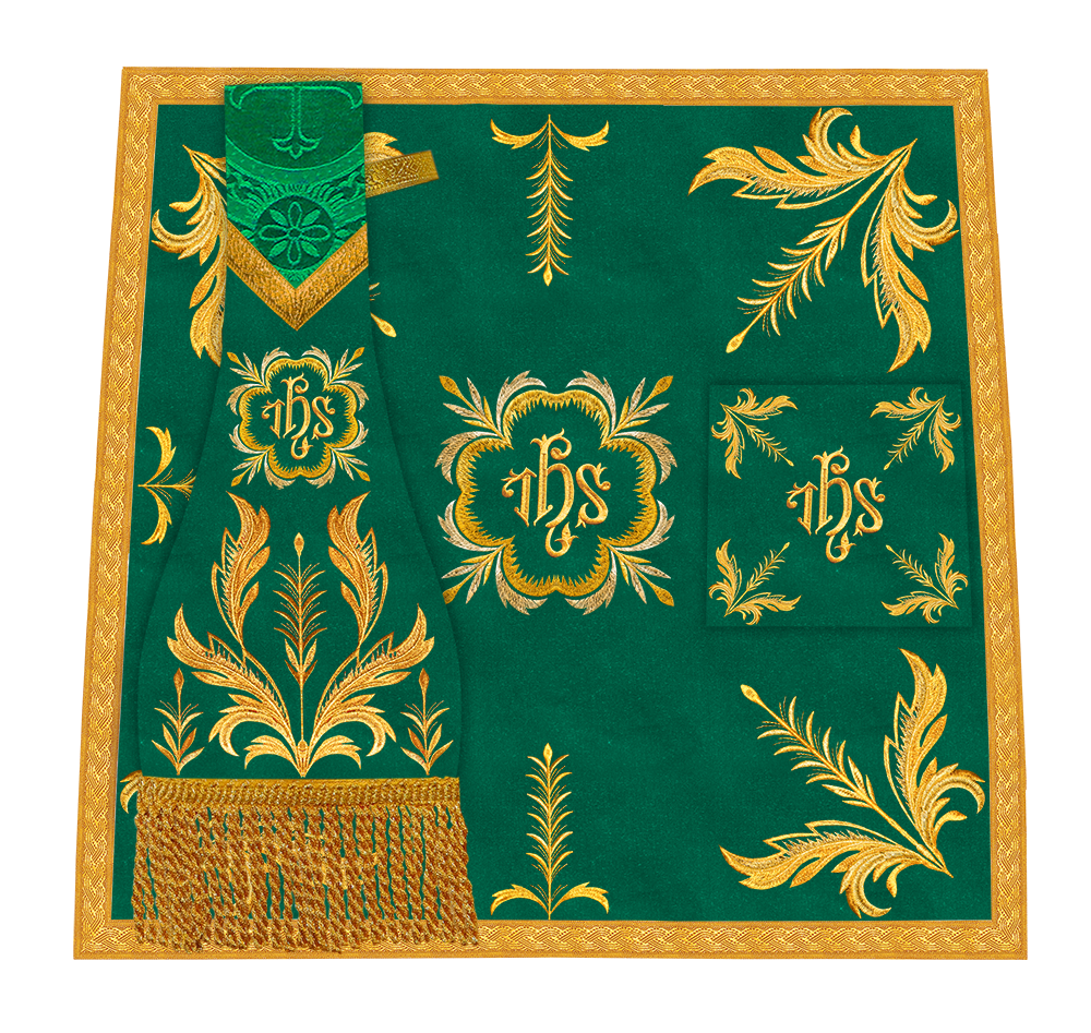 Set of Four Roman Chasuble with liturgical motifs