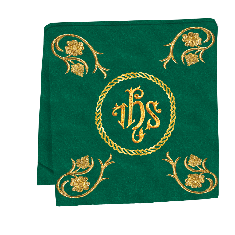 Embroidered Catholic Altar Cloth with Golden Braids