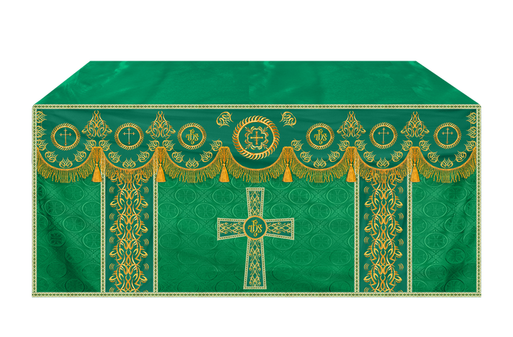Church Altar Frontal with Ornate Embroidery & Spiritual Motifs