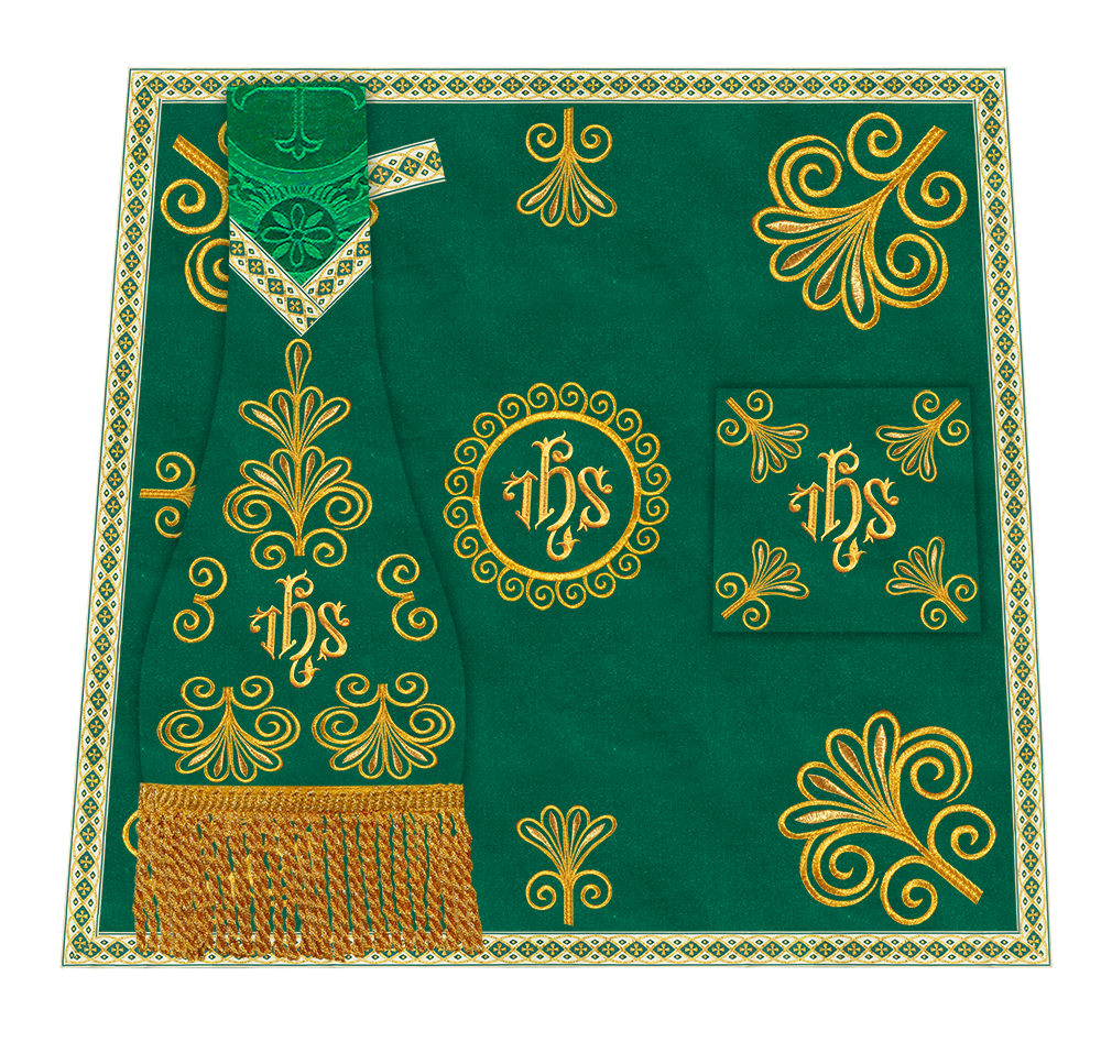 Roman Chasuble Vestment enriched With Coloured Braids and Trims