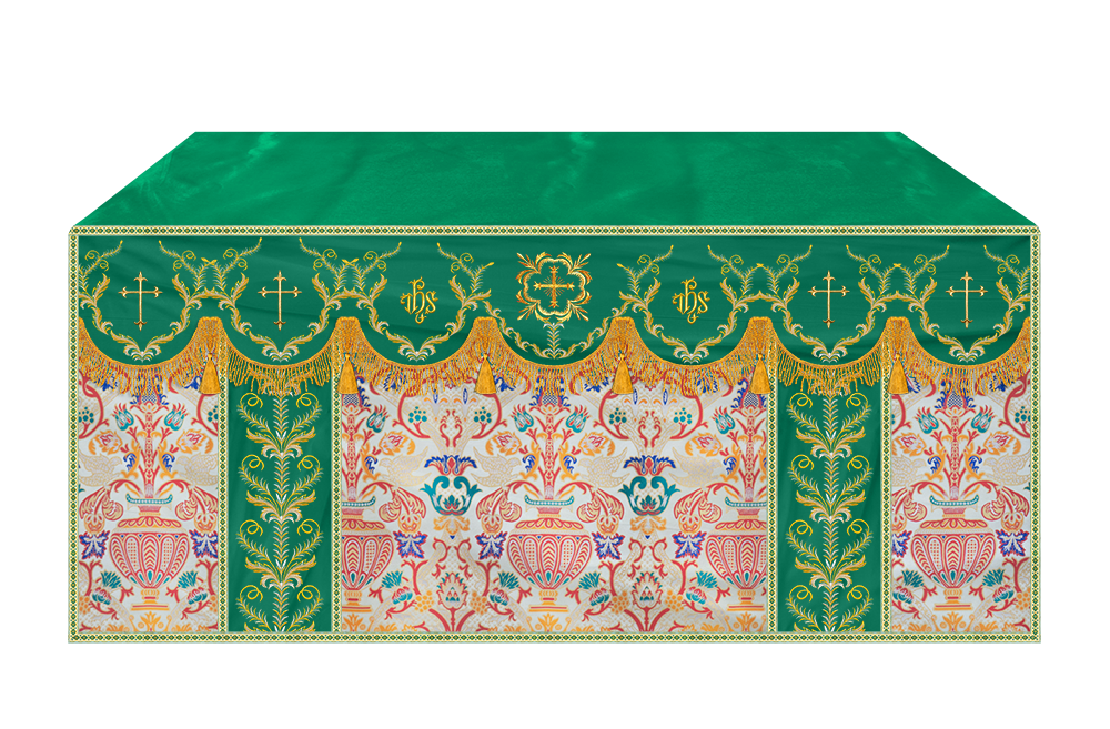 Liturgical Tapestry Altar Cloth with Detailed Embroidered Trims