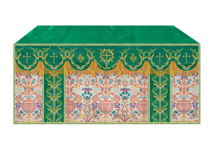 Liturgical Tapestry Altar Cloth with Detailed Embroidered Trims