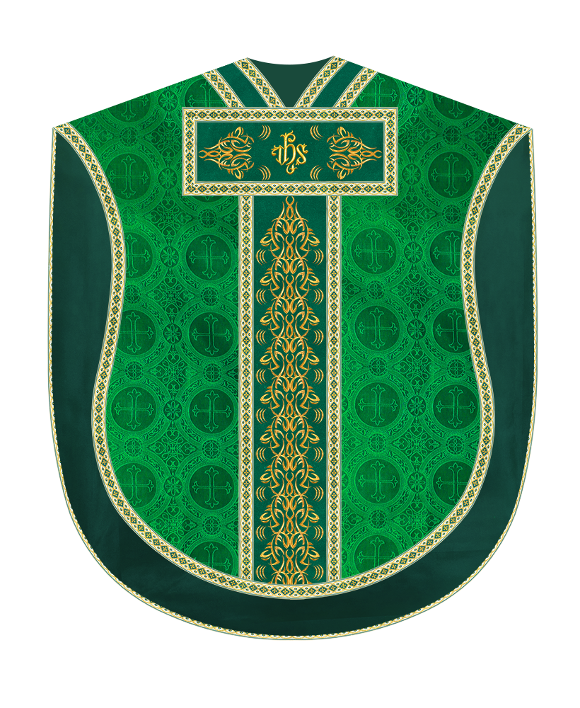 Borromean Chasuble Vestment With Braided Orphrey and Trims