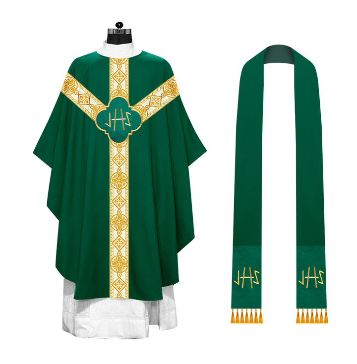 Gothic Chasuble Vestment with Motif and Trims