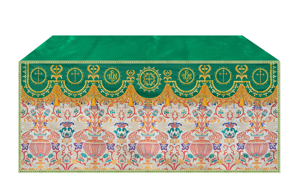 Tapestry Altar Cloth with Elegant Embroidered Trims