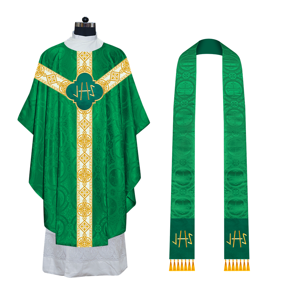 Gothic Chasuble Vestment with Motif and Trims