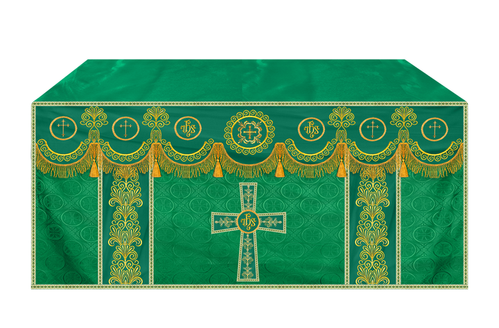 Ornate Altar Cloth with Gold Embroidery & Gothic Cross Design