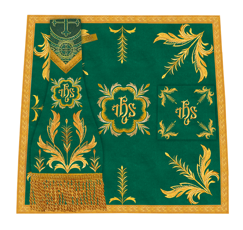 Set of Four Roman Chasuble with liturgical motifs