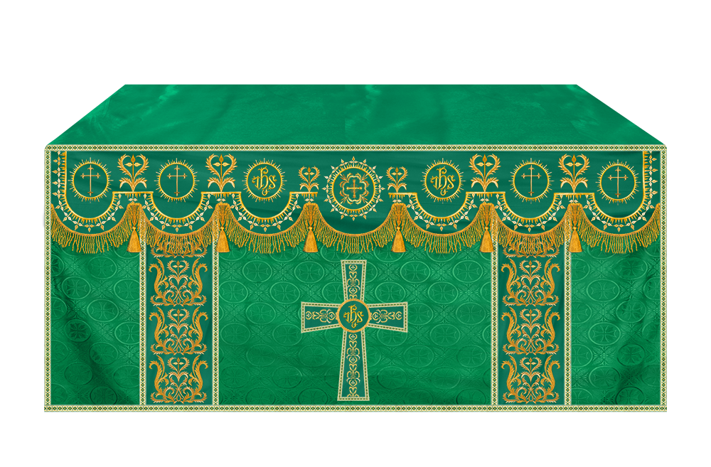 Embroidered Altar Frontal with Ornate Orphrey & Cross Design