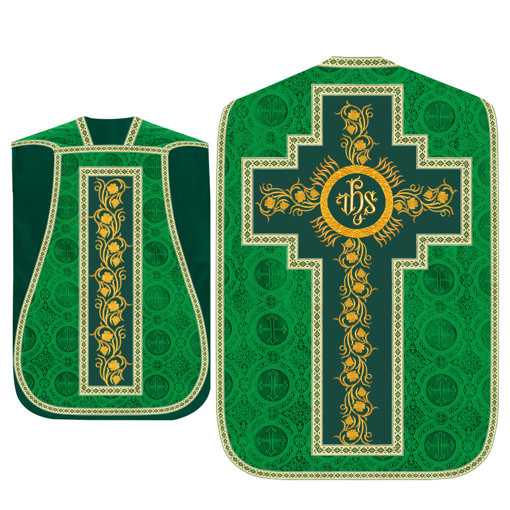 Roman Chasuble Vestment With Grapes Embroidery and Trims