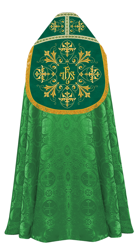 Embroidered Roman Cope Vestment with Braided Trims