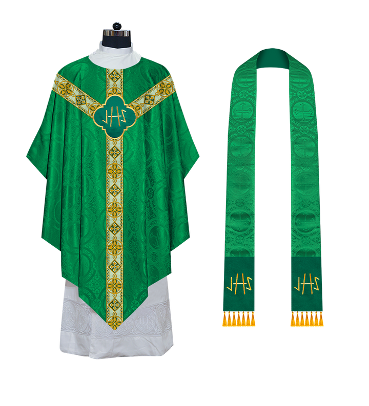 Pugin Chasuble with Braided Lace Orphrey