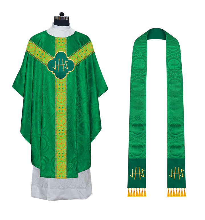 Gothic Chasuble Vestment with Y type braided orphrey